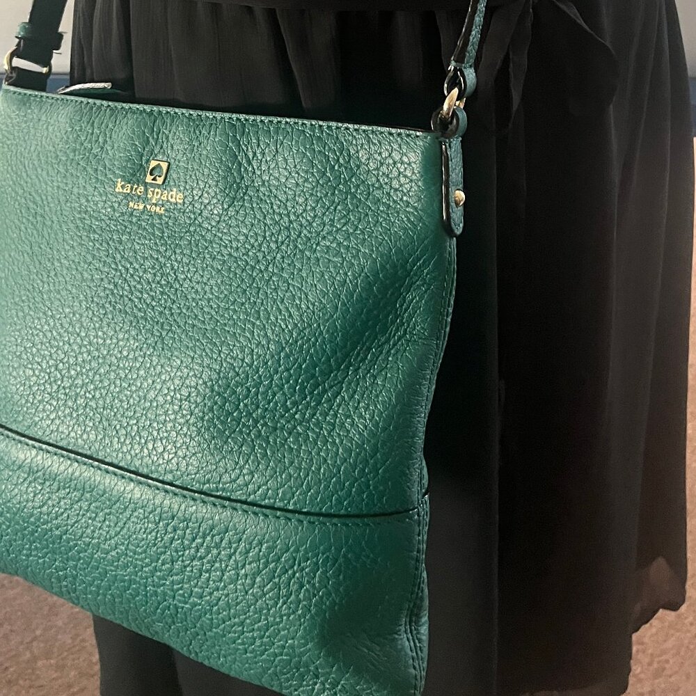 KATE SPADE NY TEAL PURSE SOUTHPORT AVE CORA PEBBLE LEATHER  CROSSBODY/ SHOULDER
